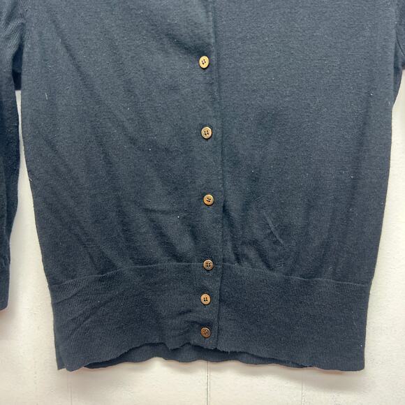 Monsoon Cashmere Blend Button Front 3/4 Sleeve Women's Black Cardigan Size 6 - Picture 4 of 9